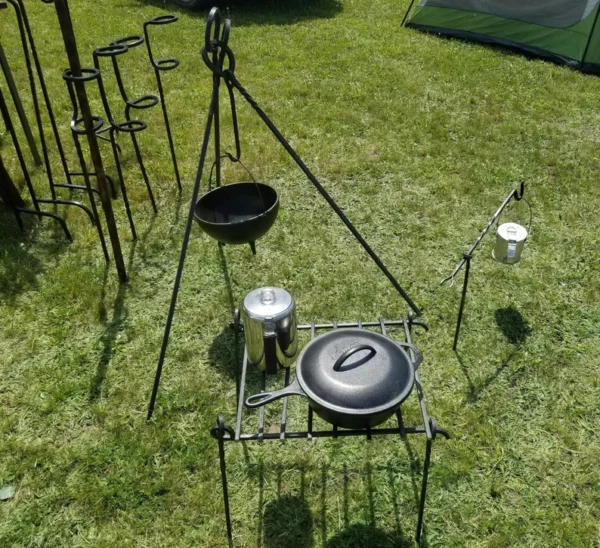 HAND FORGED campfire squirrel cooker fire irons - Image 6