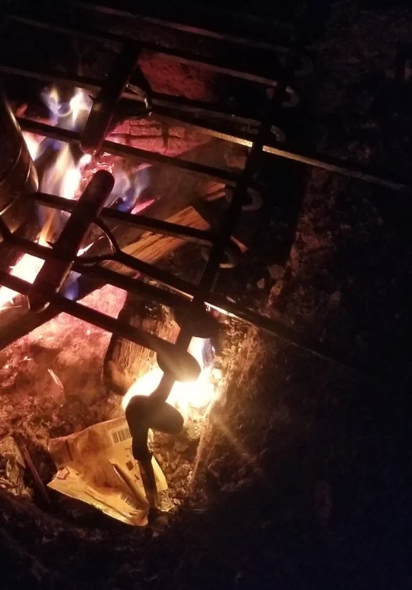 HAND FORGED campfire squirrel cooker fire irons - Image 7
