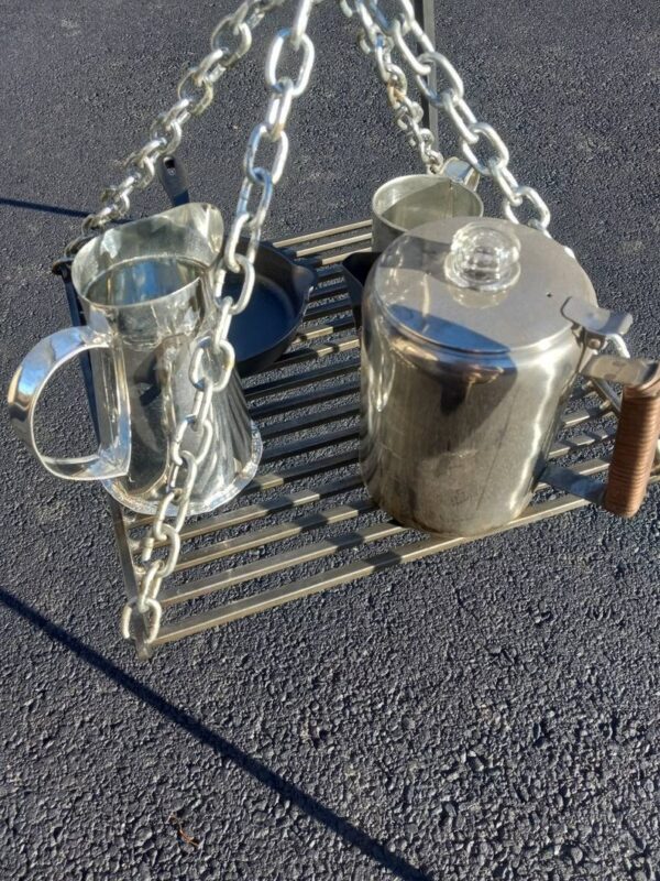 HAND FORGED hanging GRILL campfire cooking heavy duty hanging for tripod - Image 5