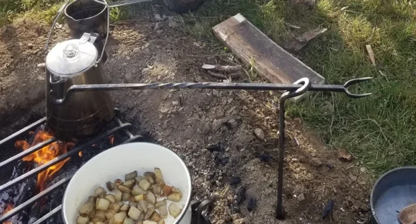 HAND FORGED campfire squirrel cooker fire irons - Image 5
