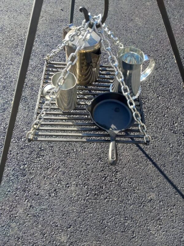 HAND FORGED hanging GRILL campfire cooking heavy duty hanging for tripod - Image 4