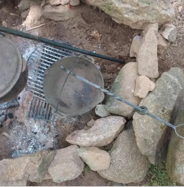 HAND FORGED campfire squirrel cooker fire irons - Image 2