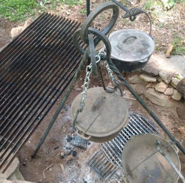 XL heavy duty forged camp cooking tripod holds OVER 95 POUNDS! seen on tv's , fallout, dinner: impossible - Image 6