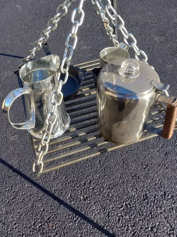 HAND FORGED hanging GRILL campfire cooking heavy duty hanging for tripod - Image 5