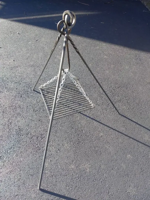 HAND FORGED hanging GRILL campfire cooking heavy duty hanging for tripod - Image 2